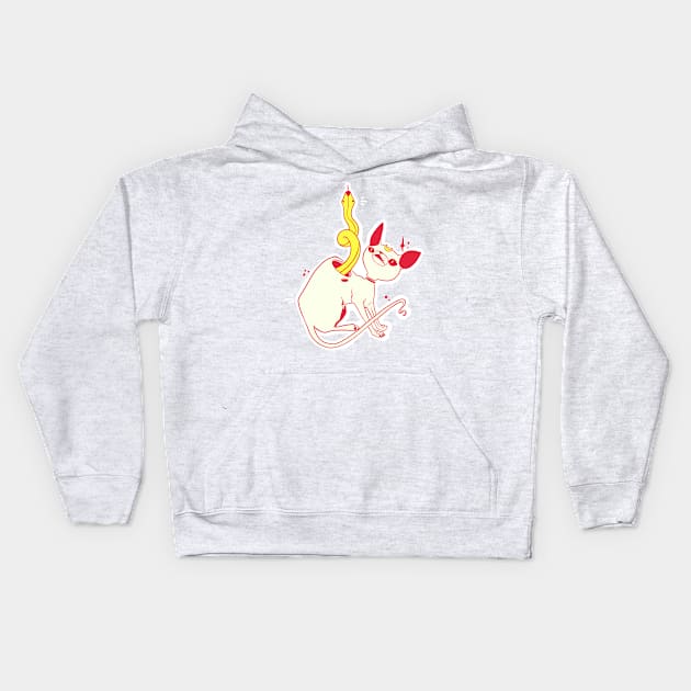 Sphynx Cat And Snake Art Kids Hoodie by cellsdividing